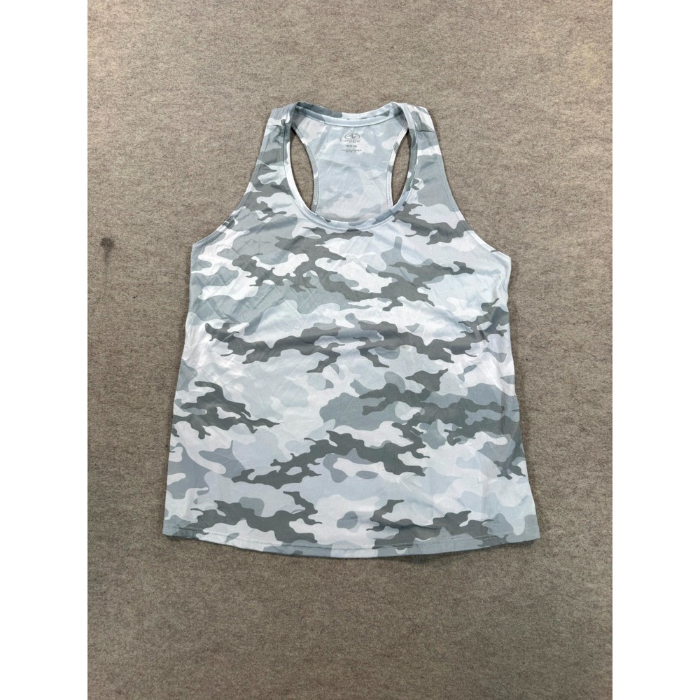 Athletic Works Tank Top Womens Medium 8-10 Gray Camouflage Racerback Activewear